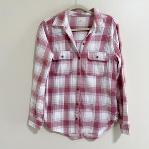 Hollister Red, White, Blue Plaid Button Down Shirt Size Small